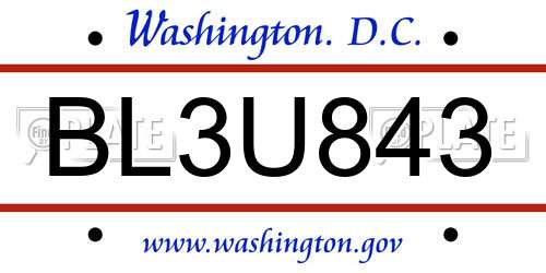 BL3U843 District Of Columbia License Plate