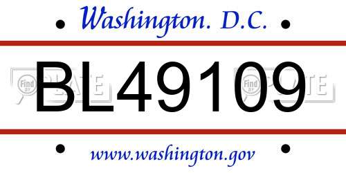 BL49109 District Of Columbia License Plate