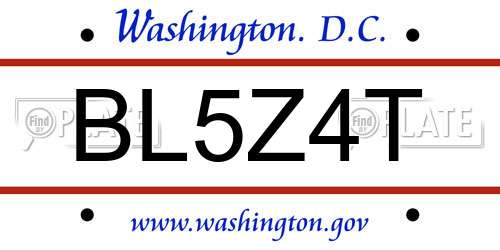 BL5Z4T District Of Columbia License Plate