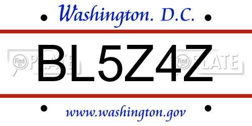 BL5Z4Z District Of Columbia License Plate