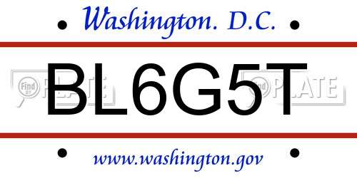 BL6G5T District Of Columbia License Plate