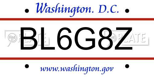 BL6G8Z District Of Columbia License Plate