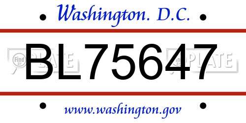 BL75647 District Of Columbia License Plate