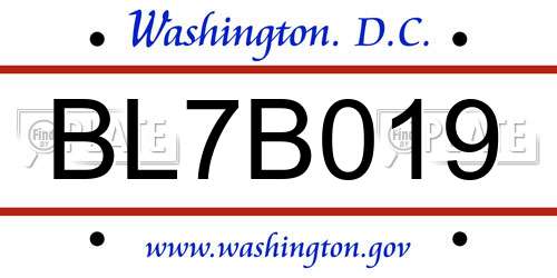 BL7B019 District Of Columbia License Plate