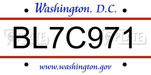 BL7C971 District Of Columbia License Plate