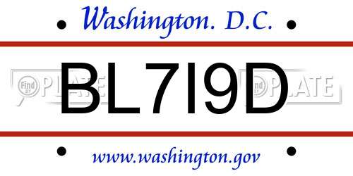 BL7I9D District Of Columbia License Plate