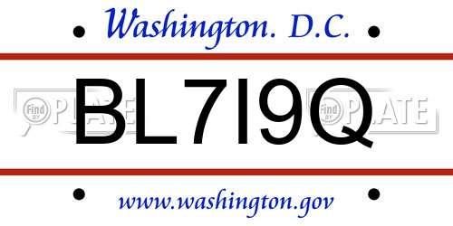 BL7I9Q District Of Columbia License Plate