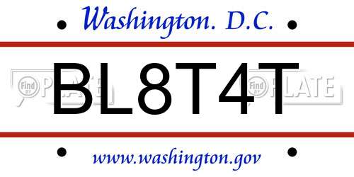 BL8T4T District Of Columbia License Plate