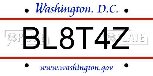 BL8T4Z District Of Columbia License Plate