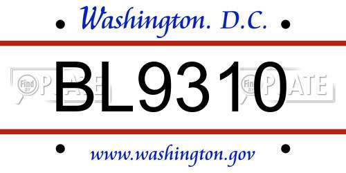 BL9310 District Of Columbia License Plate