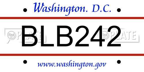 BLB242 District Of Columbia License Plate