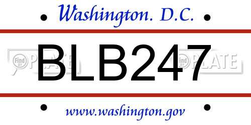 BLB247 District Of Columbia License Plate