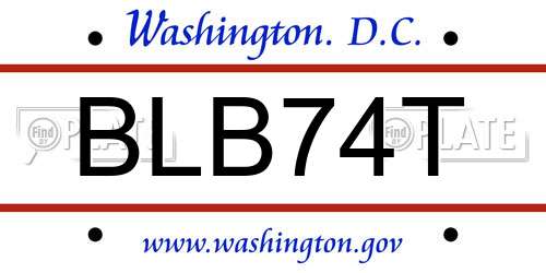 BLB74T District Of Columbia License Plate