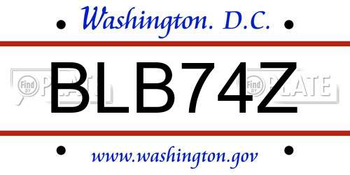 BLB74Z District Of Columbia License Plate