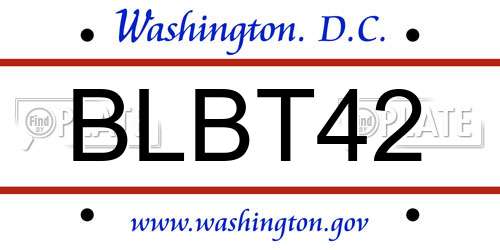 BLBT42 District Of Columbia License Plate