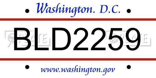 BLD2259 District Of Columbia License Plate