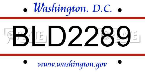 BLD2289 District Of Columbia License Plate