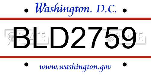 BLD2759 District Of Columbia License Plate
