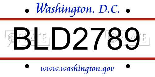 BLD2789 District Of Columbia License Plate