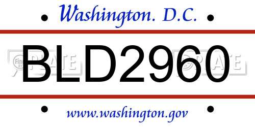 BLD2960 District Of Columbia License Plate