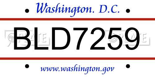 BLD7259 District Of Columbia License Plate