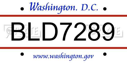 BLD7289 District Of Columbia License Plate