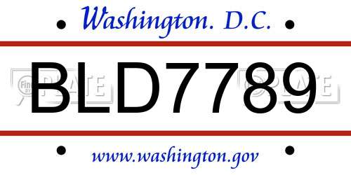 BLD7789 District Of Columbia License Plate