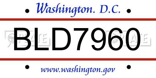 BLD7960 District Of Columbia License Plate