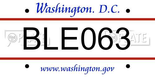 BLE063 District Of Columbia License Plate