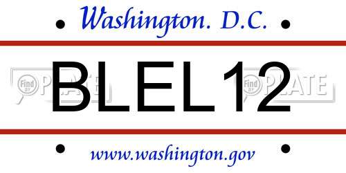 BLEL12 District Of Columbia License Plate