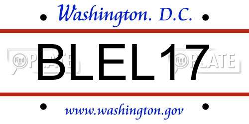BLEL17 District Of Columbia License Plate