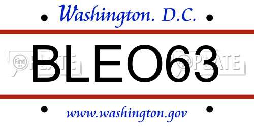 BLEO63 District Of Columbia License Plate