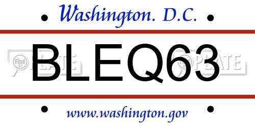 BLEQ63 District Of Columbia License Plate