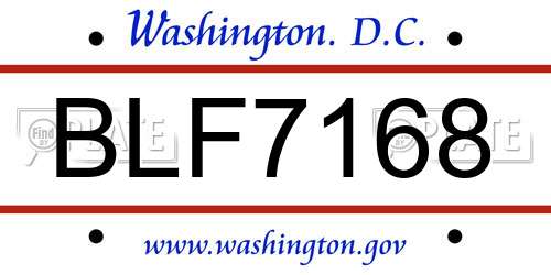 BLF7168 District Of Columbia License Plate