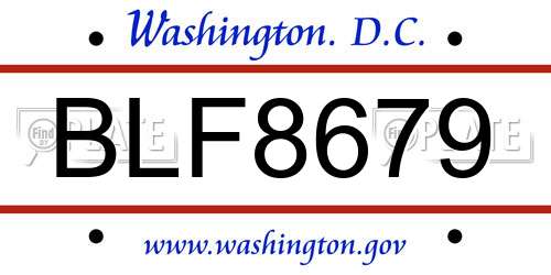 BLF8679 District Of Columbia License Plate