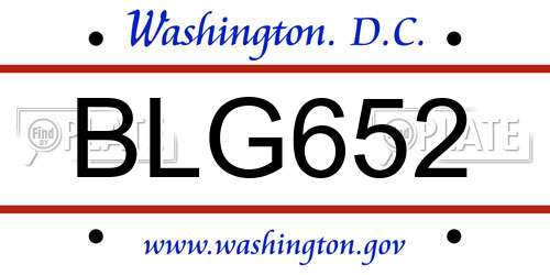 BLG652 District Of Columbia License Plate