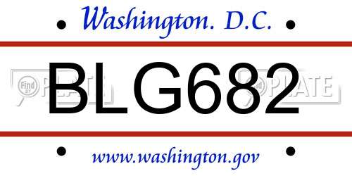 BLG682 District Of Columbia License Plate