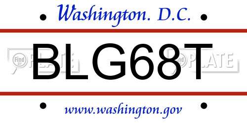 BLG68T District Of Columbia License Plate