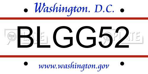 BLGG52 District Of Columbia License Plate