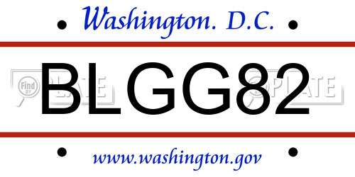 BLGG82 District Of Columbia License Plate