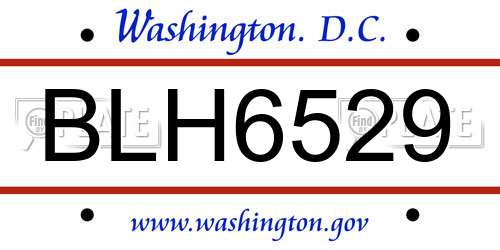BLH6529 District Of Columbia License Plate