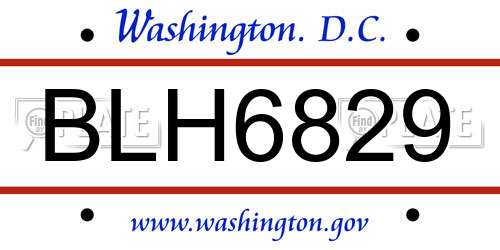 BLH6829 District Of Columbia License Plate