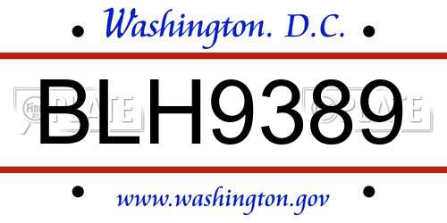 BLH9389 District Of Columbia License Plate