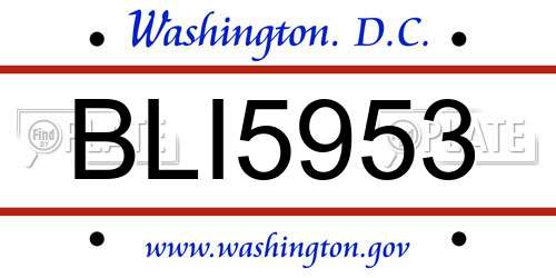 BLI5953 District Of Columbia License Plate