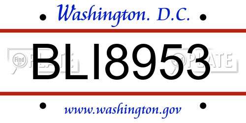 BLI8953 District Of Columbia License Plate