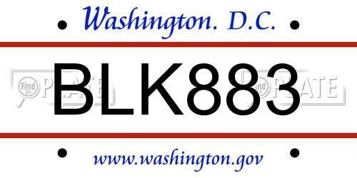 BLK883 District Of Columbia License Plate