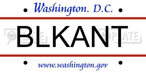 BLKANT District Of Columbia License Plate