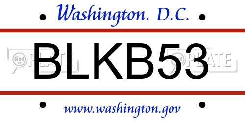 BLKB53 District Of Columbia License Plate