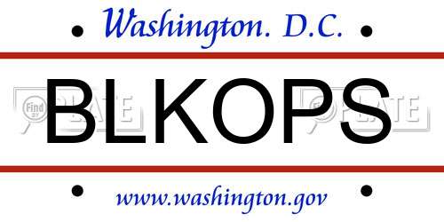 BLKOPS District Of Columbia License Plate