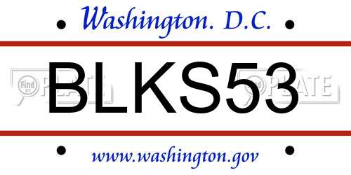 BLKS53 District Of Columbia License Plate
